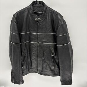 Vintage Genuine Leather Cafe Racer Motorcycle Jacket Biker Grunge Men XL